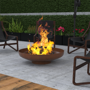 28" Minimalist Wood Burning Steel Firepit - Family Friendly Furniture