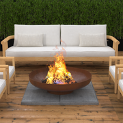 28" Minimalist Wood Burning Steel Firepit - Family Friendly Furniture