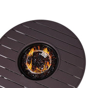 Brown Wicker Round LP Gas Propane Fire Pit - Family Friendly Furniture
