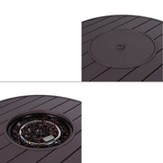 Brown Wicker Round LP Gas Propane Fire Pit - Family Friendly Furniture