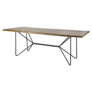 Natural Tapered Live Edge Top With Iron Base Dining Table - Family Friendly Furniture