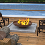 28" Minimalist Wood Burning Steel Firepit - Family Friendly Furniture