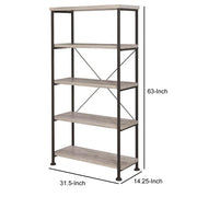 Wood And Metal Open Bookcase