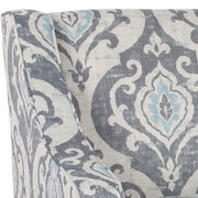 Damask Fabric Upholstered Accent Chair With Swooping Arms