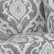 Damask Fabric Upholstered Accent Chair With Swooping Arms