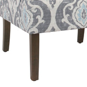 Damask Fabric Upholstered Accent Chair With Swooping Arms