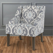 Damask Fabric Upholstered Accent Chair With Swooping Arms