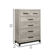 49 Inch 6 Drawer Tall Dresser Chest With Metal Handles - Family Friendly Furniture