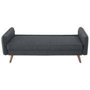 Grey Fabric Sofa with Mid-Century Style Wood Legs