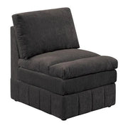 35 Inch Modular Armless Chair, 3 Layer Plush Cushion Seat, Dark Gray