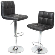 Black Faux Leather Adjustable Height Bar Stools - Set of 2