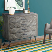 Chevron Pattern Wood 4 Drawer Accent Dresser - Family Friendly Furniture