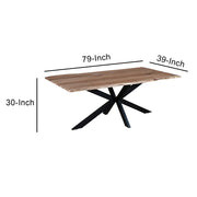 79 Inch Rectangular Live Edge Top Mango Wood Dining Table - Family Friendly Furniture