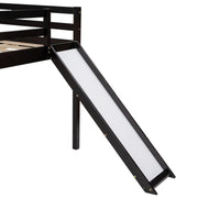 Espresso L Shaped Double Loft Bed With Slide And Ladders - Family Friendly Furniture