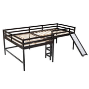 Espresso L Shaped Double Loft Bed With Slide And Ladders - Family Friendly Furniture