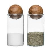 Glass and Oak Salt and Pepper Jar Set - Family Friendly Furniture