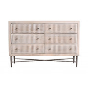 Brushed Ivory Solid Wood Six Drawer Double Dresser - Family Friendly Furniture