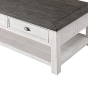 Coastal Rectangular Wooden Coffee Table with 2 Drawers - Family Friendly Furniture