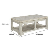 48 Inch Farmhouse Style Lift Top Coffee Table - Family Friendly Furniture