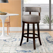 Swivel Barstool with Curved Open Low Back - Set of 2 - Family Friendly Furniture