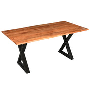 67 Inch Rectangular Dining Table with Live Edge Acacia Wood Top - Family Friendly Furniture