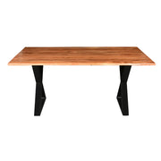 67 Inch Rectangular Dining Table with Live Edge Acacia Wood Top - Family Friendly Furniture