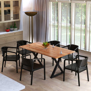 67 Inch Rectangular Dining Table with Live Edge Acacia Wood Top - Family Friendly Furniture