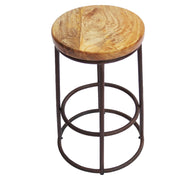 24 Inch Acacia Wood Counter Height Barstool - Brown And Black - Family Friendly Furniture