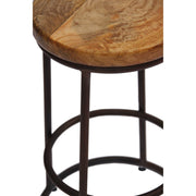 24 Inch Acacia Wood Counter Height Barstool - Brown And Black - Family Friendly Furniture