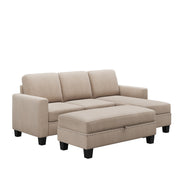 81" Reversible Sectional Couch with Storage Ottoman - Family Friendly Furniture