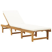 Solid Acacia Wood Sun Lounger with Cushion - Family Friendly Furniture