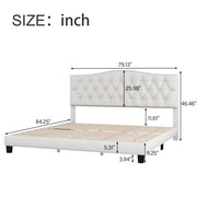 King Platform Bed with Saddle Curved Headboard and Diamond Tufted Details - Family Friendly Furniture