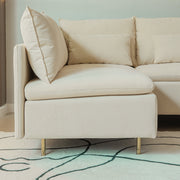 Beige Cotton Linen Sectional - Family Friendly Furniture