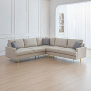 L-Shaped Technical Leather Corner Sectional Sofa - Family Friendly Furniture