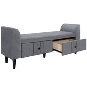 Upholstered Wooden Storage Ottoman Bench with Drawers