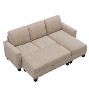 81" Reversible Sectional Couch with Storage Ottoman - Family Friendly Furniture