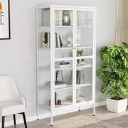 Curio Cabinet White 35.4" x 15.7" x 70.9" - Steel and Tempered Glass