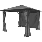 Anthracite Gazebo with Curtains 10ftx10ft - Family Friendly Furniture