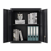 Locking Metal Black Wall Storage Cabinet with Adjustable Shelves