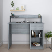 Mobili Modern Office Desk with Hutch, Gray