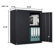 Locking Metal Black Wall Storage Cabinet with Adjustable Shelves