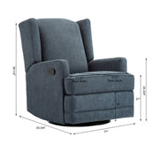 The Winged Wonder: Wingback Glider Recliner, Blue