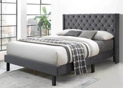 Linen Button Tufted-Upholstered Queen Bed - Family Friendly Furniture