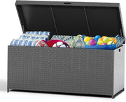 Outdoor Wicker Storage Box with Waterproof Liner, 140 Gallons Deck Box