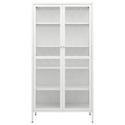 Curio Cabinet White 35.4" x 15.7" x 70.9" - Steel and Tempered Glass