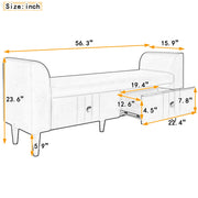 Upholstered Wooden Storage Ottoman Bench with Drawers