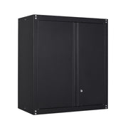 Locking Metal Black Wall Storage Cabinet with Adjustable Shelves