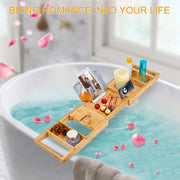 Bathtub Caddy Tray Crafted Bamboo Bath Tray Table