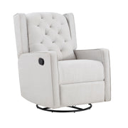 Tufted Swivel Glider Recliner, Light Gray