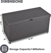 Outdoor Wicker Storage Box with Waterproof Liner, 140 Gallons Deck Box